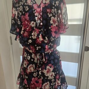 Sugarlips Floral Jumpsuit - Black, Pink, White